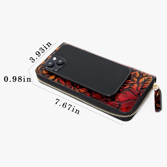 Floral Embossed Wallet - Red and Black - Picture 5 of 6